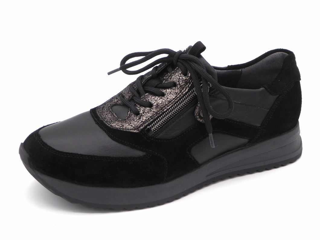 131-99-019 Dames Veterschoenen  Comfort Waldlaufer 7520047-403-771 Zwart Wijdte H (3290)
