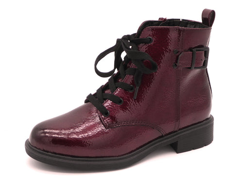 172-39-002 Dames Hoge Schoenen Boot Plat Jana 25278-542 Donkerrood Wijdte H (3352)