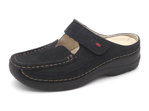 181-79-005 Dames Pantoffel-Muilen Leer Wolky Roll Slipper 0622713-800 Donkerblauw  (3395)