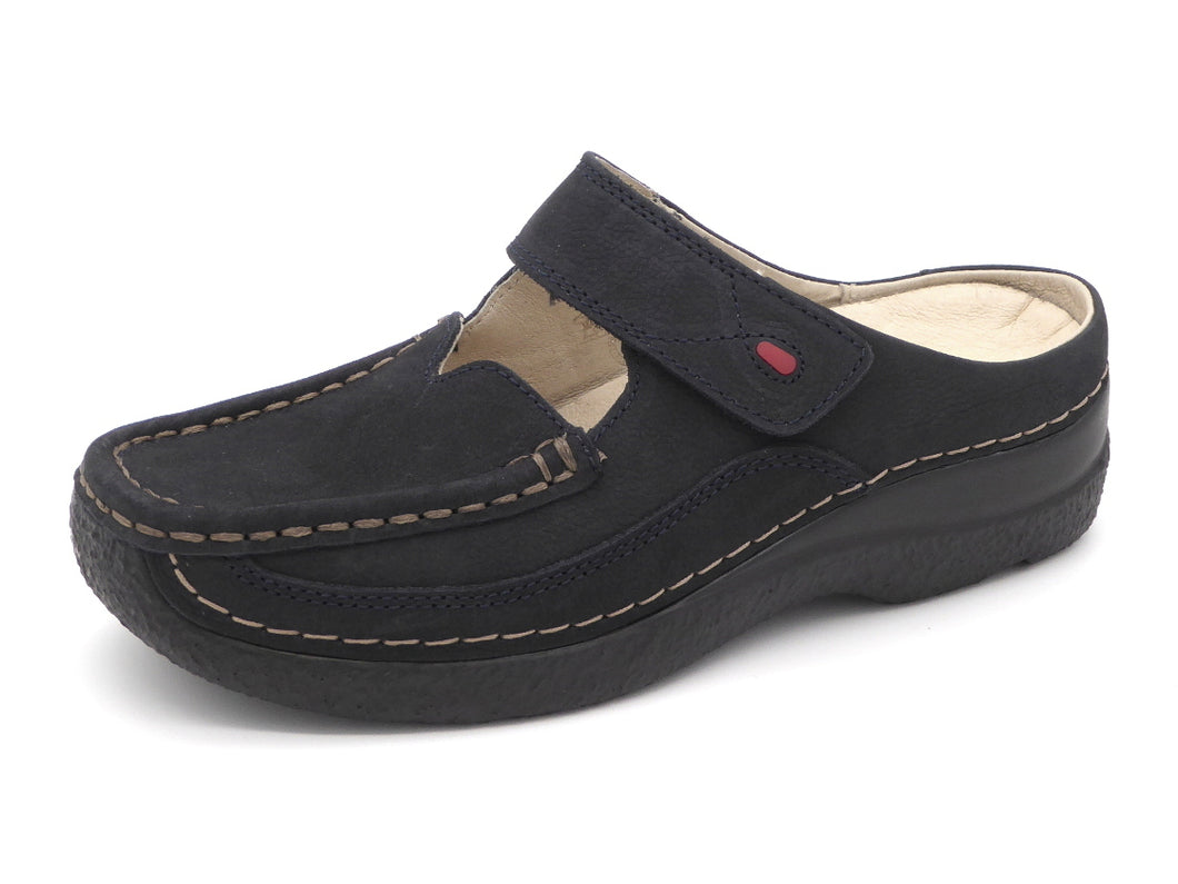 181-79-005 Dames Pantoffel-Muilen Leer Wolky Roll Slipper 0622713-800 Donkerblauw  (3395)