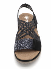 Afbeelding in Gallery-weergave laden, 153-91-012 Dames Sandalen Mode Rieker 64889-00 Zwart Combi  (2972)
