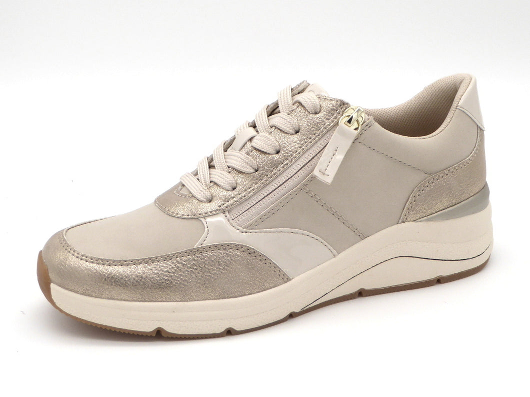 133-15-018 Dames Veterschoenen  Sneaker Jana 23777-499 Middenbeige Wijdte H (2903)