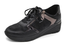 Afbeelding in Gallery-weergave laden, 133-99-026 Dames Veterschoenen  Sneaker Jana 23763-001 Zwart Wijdte H (3347)
