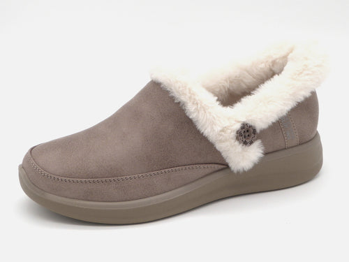 192-19-006 Dames Pantoffel-Gesloten Ongevoerd Skechers Slip-Ins Cozy Escape 168114 TPE Donkerbeige  (3440)