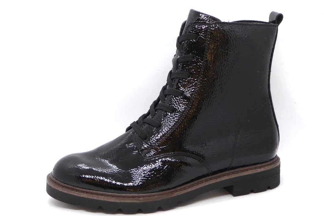 172-95-013 Dames Hoge Schoenen Boot Plat Remonte D2Q71-03 Zwart Lak  (3341)