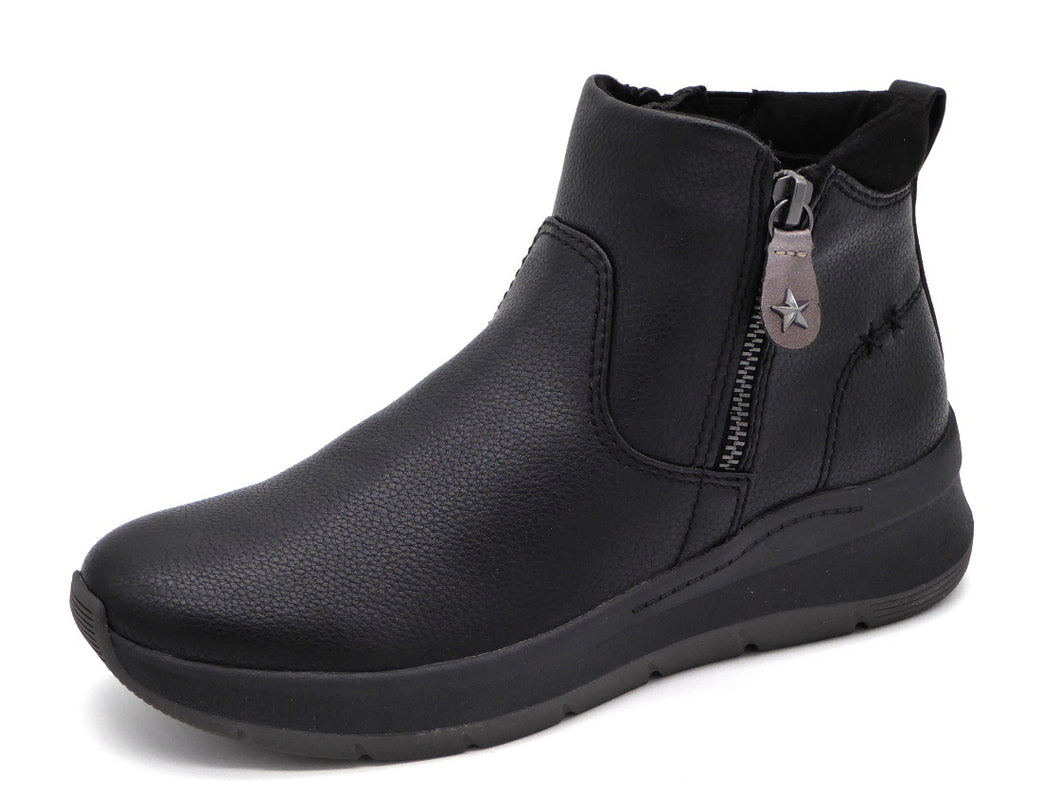 172-99-062 Dames Hoge Schoenen Boot Plat Jana 25472-001 Zwart Wijdte H (3354)