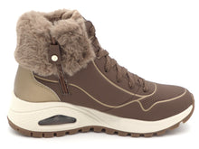Afbeelding in Gallery-weergave laden, 172-19-009 Dames Hoge Schoenen Boot Plat Skechers Uno Rugged Fall Shimmer 167993 TPGD Donkerbeige  (3436)
