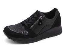 Afbeelding in Gallery-weergave laden, 131-99-021 Dames Veterschoenen  Comfort Waldlaufer H64007-601-001 Zwart Wijdte H (3291)
