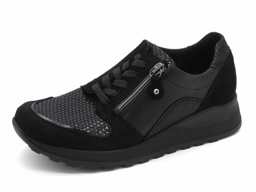 131-99-021 Dames Veterschoenen  Comfort Waldlaufer H64007-601-001 Zwart Wijdte H (3291)