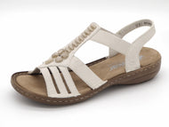 153-11-012 Dames Sandalen Mode Rieker 60806-80 Lichtbeige  (3554)
