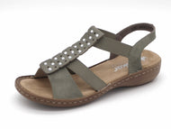 153-65-004 Dames Sandalen Mode Rieker 60883-52 Middengroen  (3555)