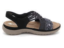 Afbeelding in Gallery-weergave laden, 153-91-012 Dames Sandalen Mode Rieker 64889-00 Zwart Combi  (2972)
