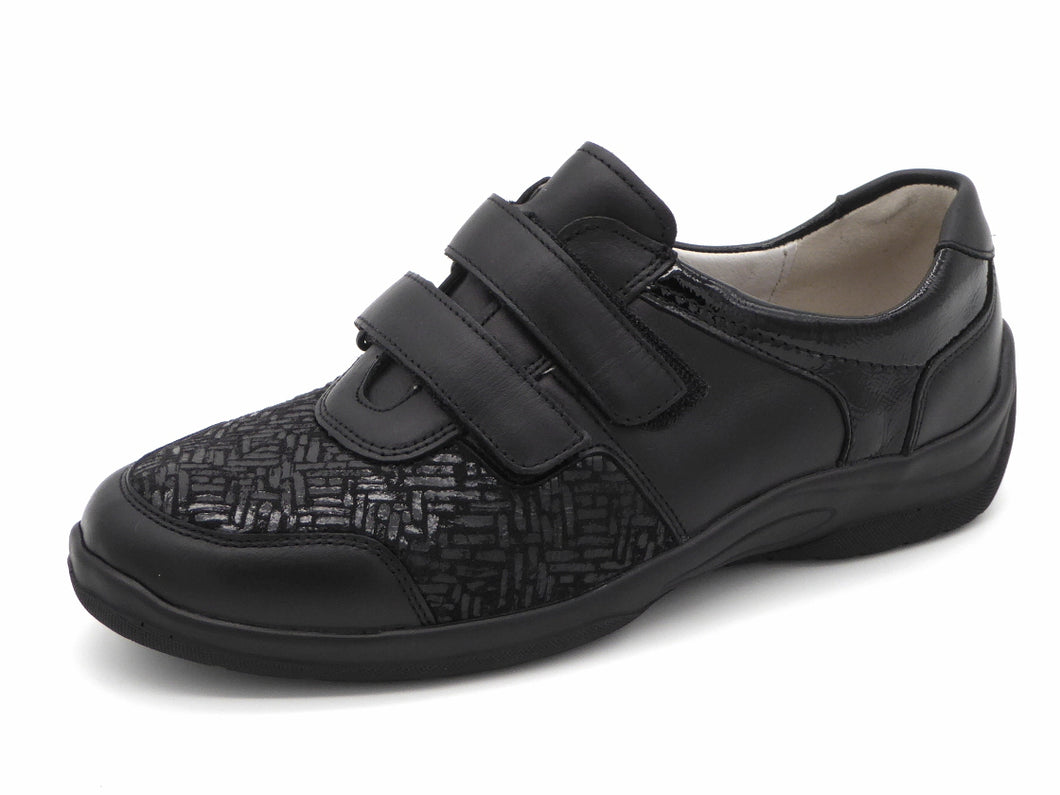 121-99-006 Dames Klittenband Schoenen Comfort Waldlaufer 312H01-323-001 Zwart Wijdte H (3285)