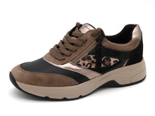 Afbeelding in Gallery-weergave laden, 133-19-012 Dames Veterschoenen  Sneaker Tamaris 83705-326 Donkerbeige Wijdte H (3698)
