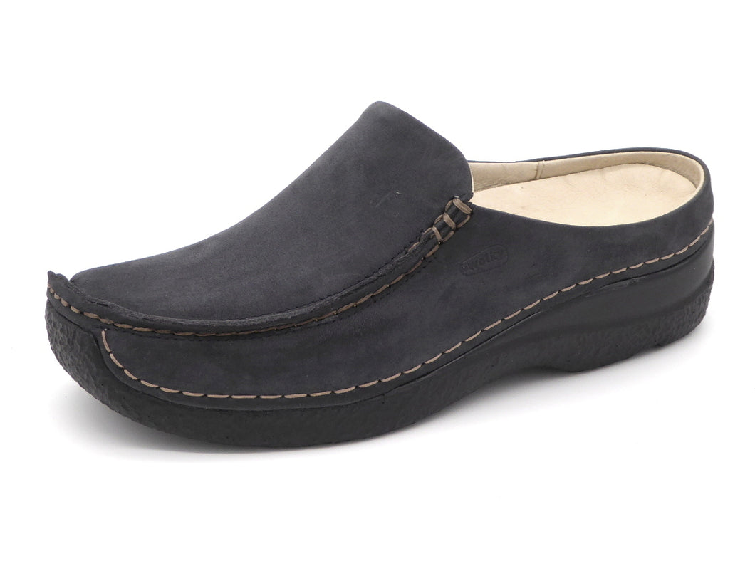 181-79-003 Dames Pantoffel-Muilen Leer Wolky Seamy Slide 0625016-800 Donkerblauw  (1629)