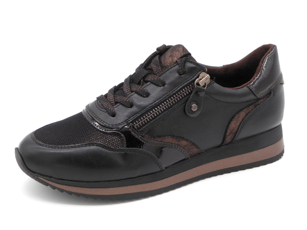 133-91-005 Dames Veterschoenen  Sneaker Jana 23774-095 Zwart Combi Wijdte H (2743)