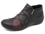 172-91-001 Dames Hoge Schoenen Boot Plat Remonte R7674-02 Zwart Combi Wijdte H (756)