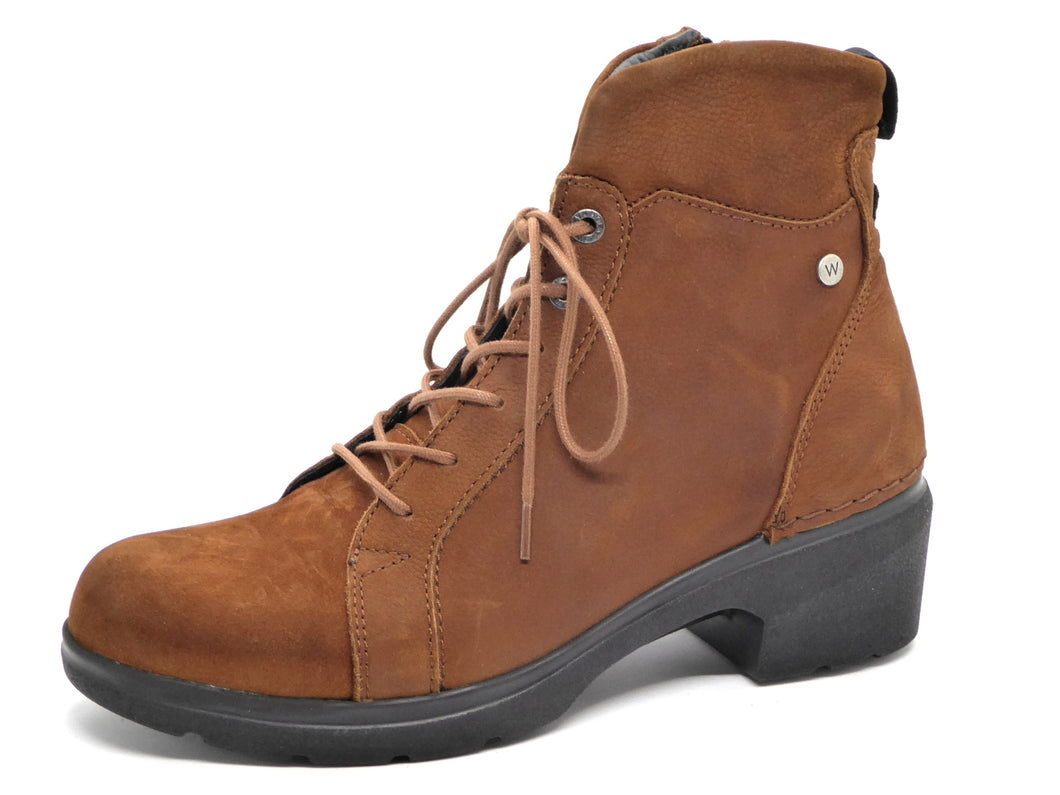 171-24-009 Dames Hoge Schoenen Boot Hak Wolky Midi 0278011-430 Cognac Middenbruin  (563)