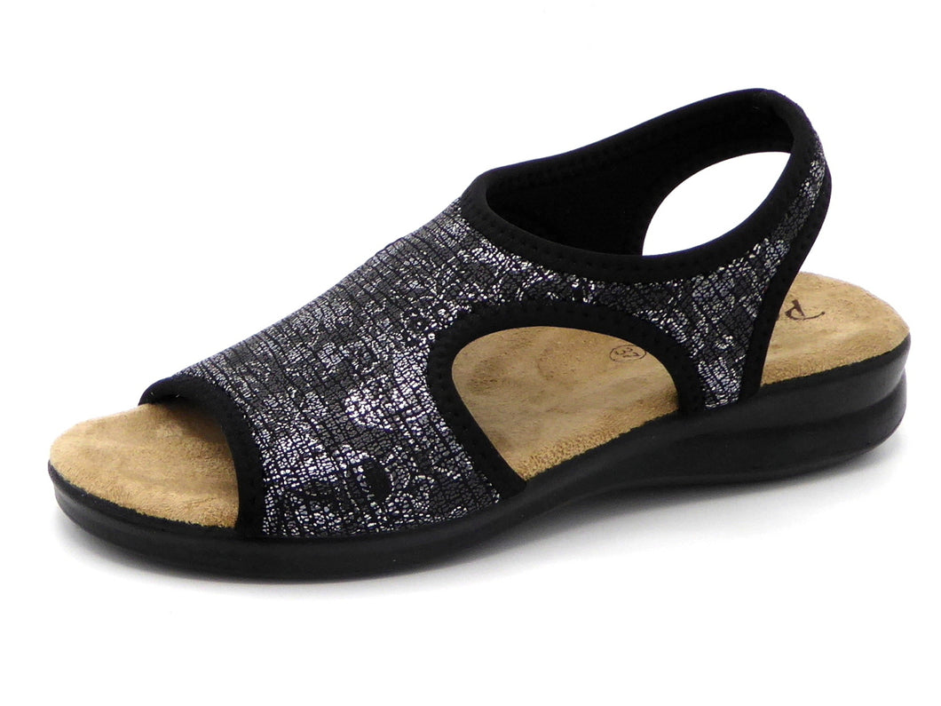 153-91-007 Dames Sandalen Mode Made in Italy 8056-17 Zwart Combi  (2004)