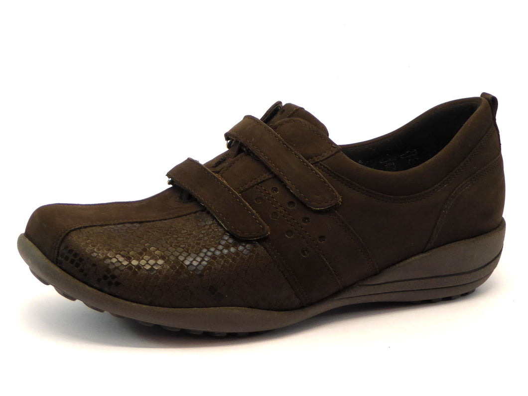 121-26-002 Dames Klittenband Schoenen Comfort Waldlaufer K01301-201-355 Donkerbruin Wijdte K (2149)