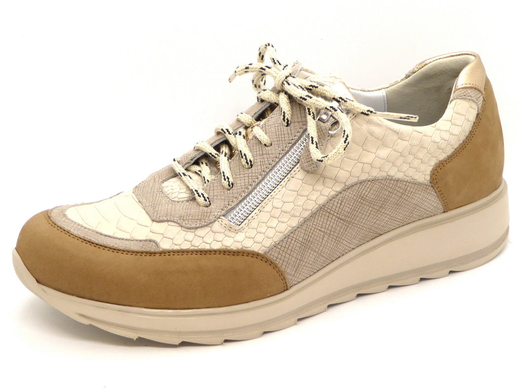 131-13-004 Dames Veterschoenen  Comfort Durea 6263-685-9681 Lichtbeige Wijdte H (944)