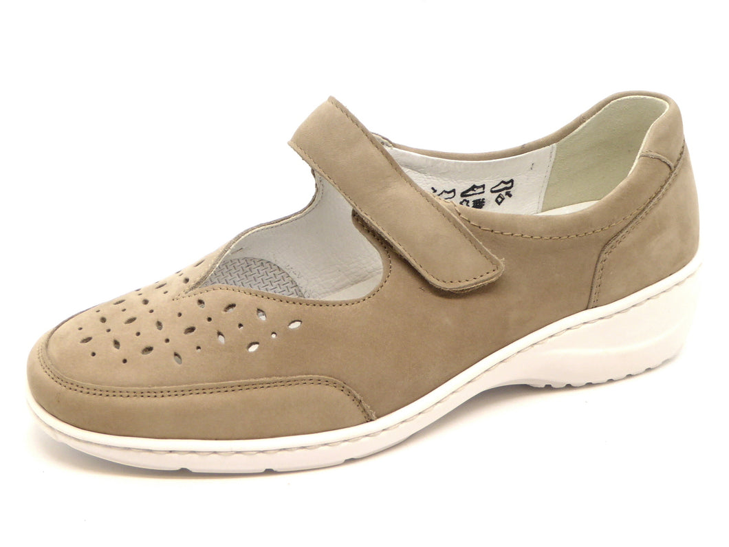 111-15-003 Dames Bandschoenen Comfort Waldlaufer 607315-191-094 Middenbeige Wijdte K (1478)